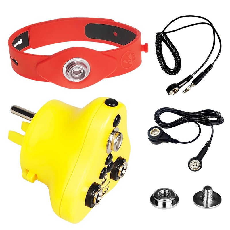 KooMall 4 in 1, Ground Kit- Anti Static Wrist Strap, ESD Plug, Screw Stud & 10ft Grounding Cord with 2 Banana Jacks for Antistatic Bench Table Floor Mat, Ground by Outlet Socket Silicone Wristband - Image 1